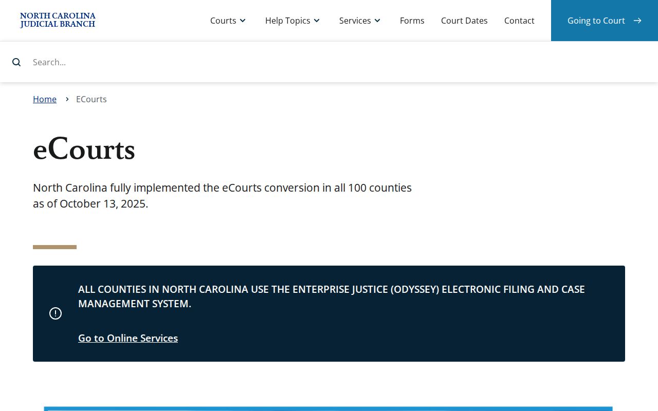Lincoln County case search through the North Carolina eCourts overview