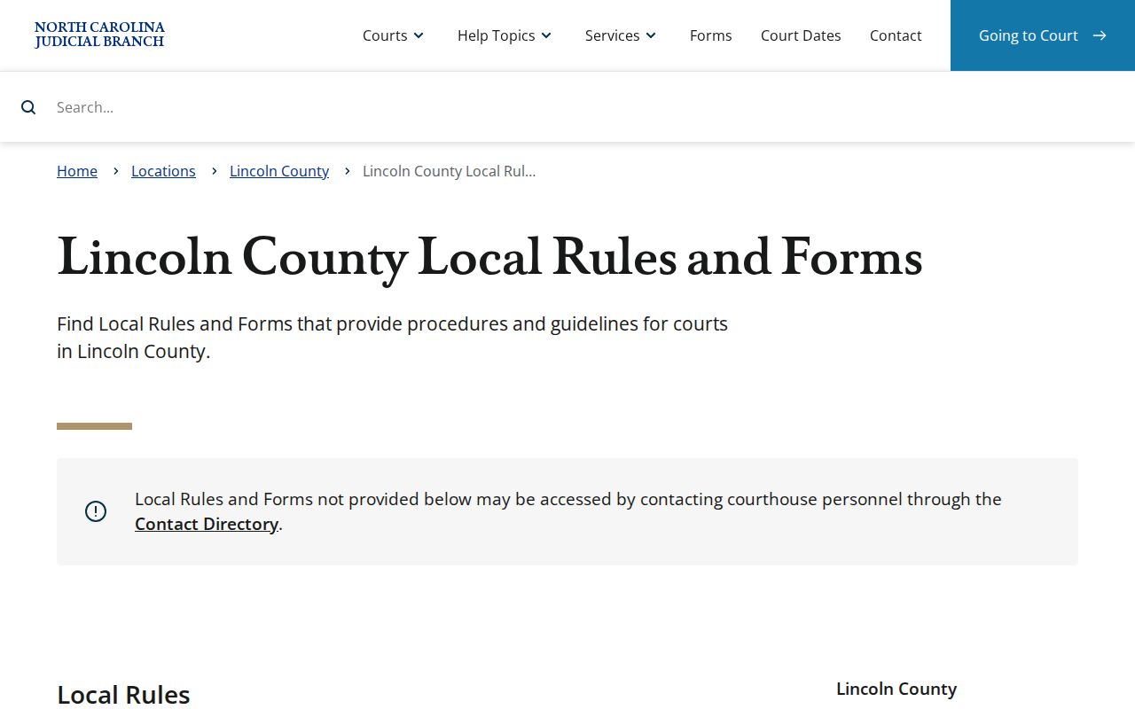 Lincoln County civil docket scheduling materials from local rules and forms