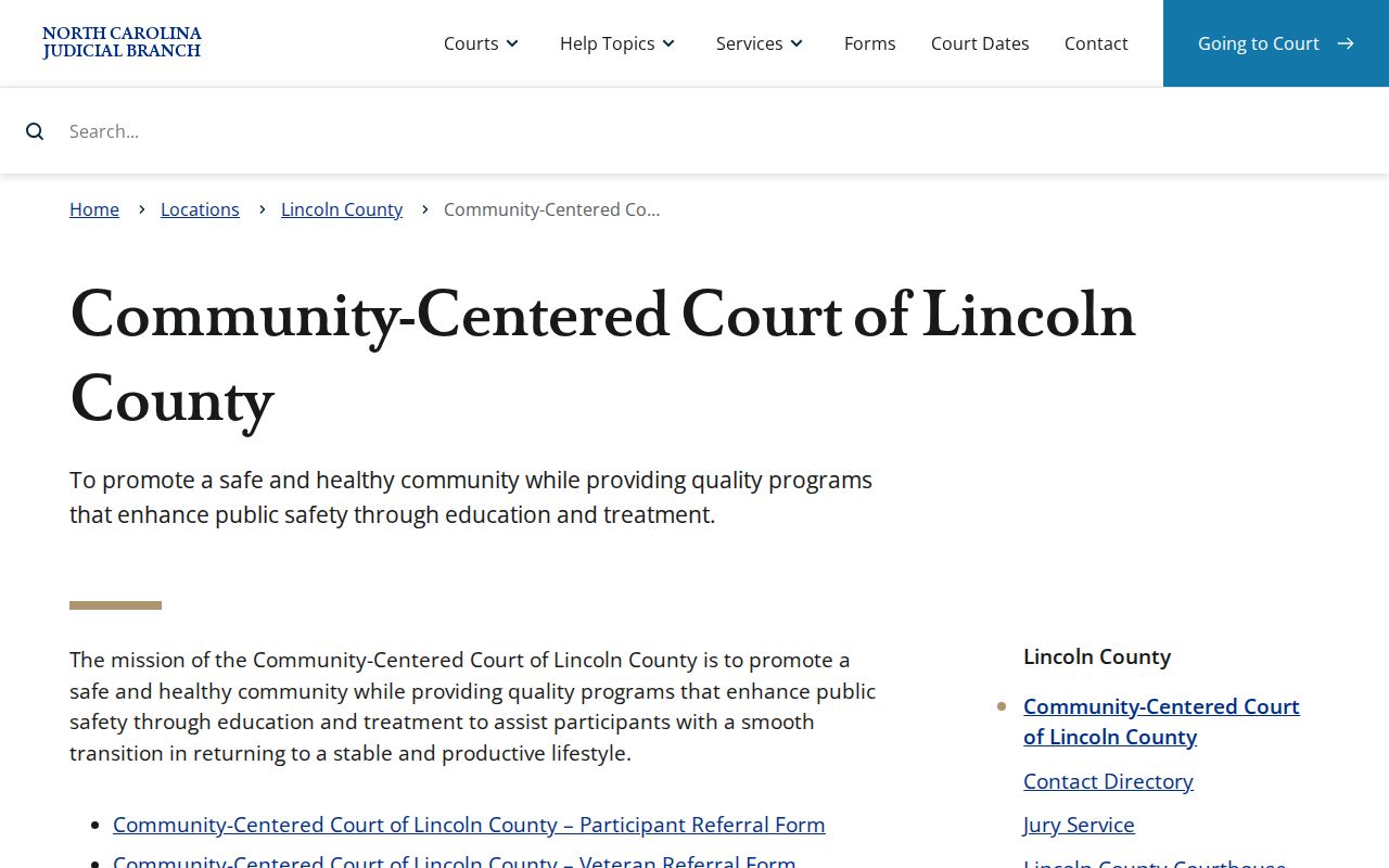 Lincoln County criminal docket context for the Community-Centered Court program