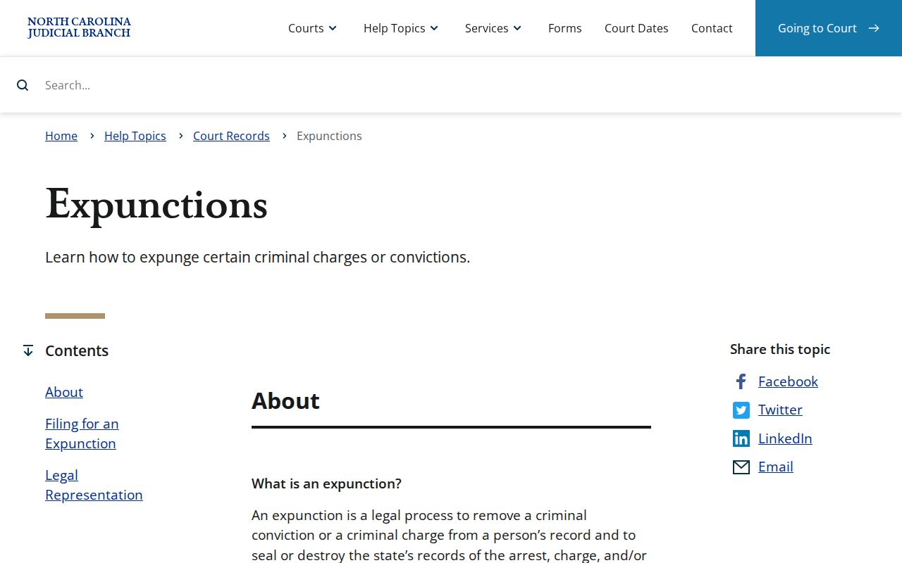 Lincoln County criminal docket expunction guidance from North Carolina courts