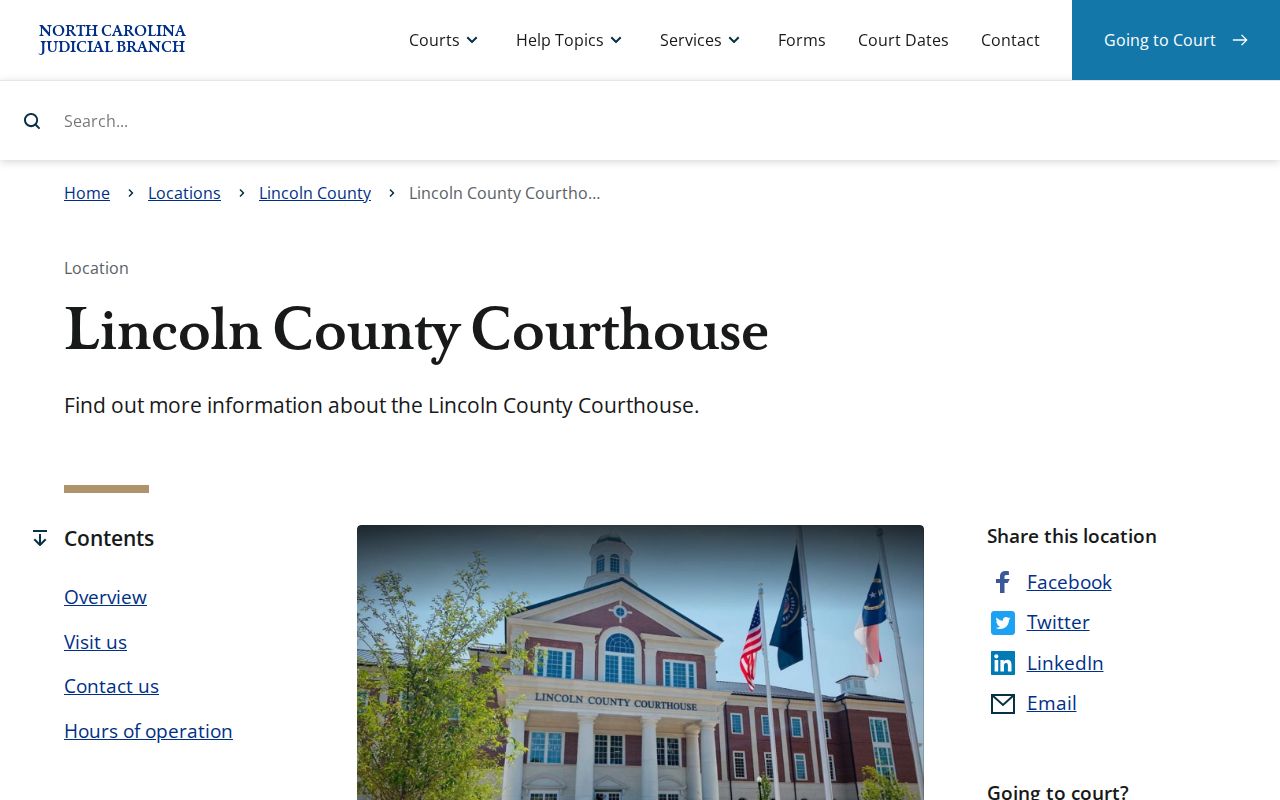 Lincoln County Courthouse official page for the courthouse that houses local court records