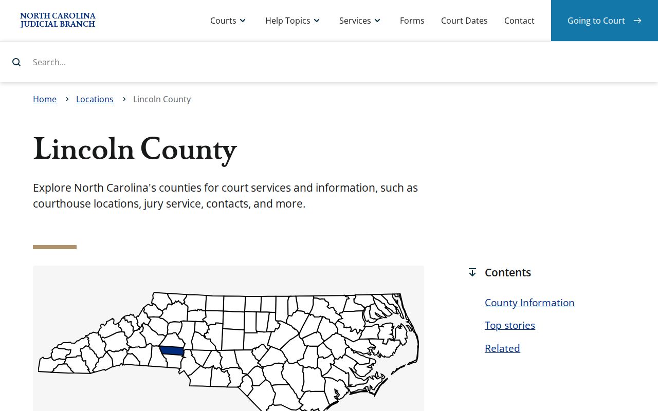 Lincoln County Judicial Branch location page for clerk and court services