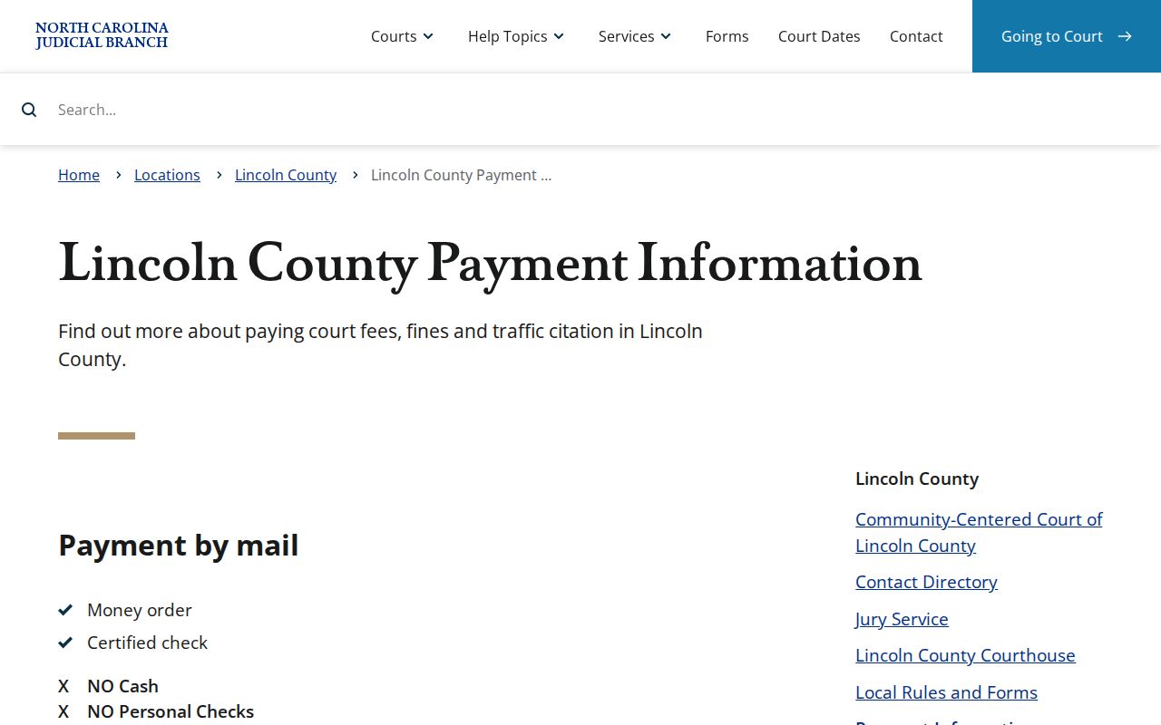 Lincoln County traffic ticket payment instructions from the Clerk of Superior Court