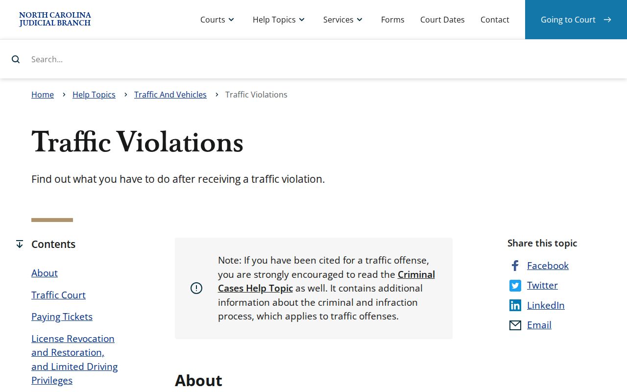 Lincoln County traffic ticket waiver and court appearance guidance from North Carolina courts